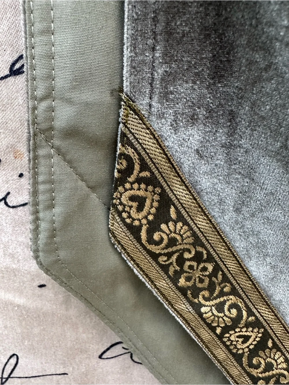 Green Vintage Velvet Velour Table Runner
